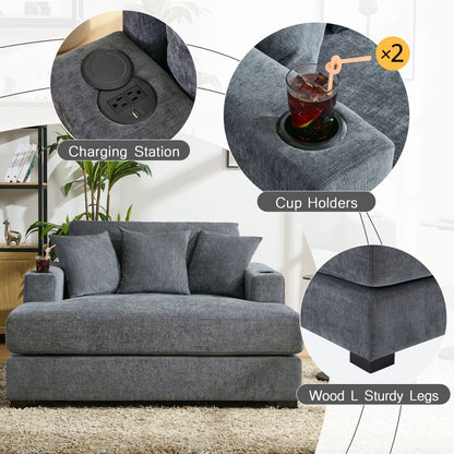 Modern Oversized Chaise Lounger and Pillow