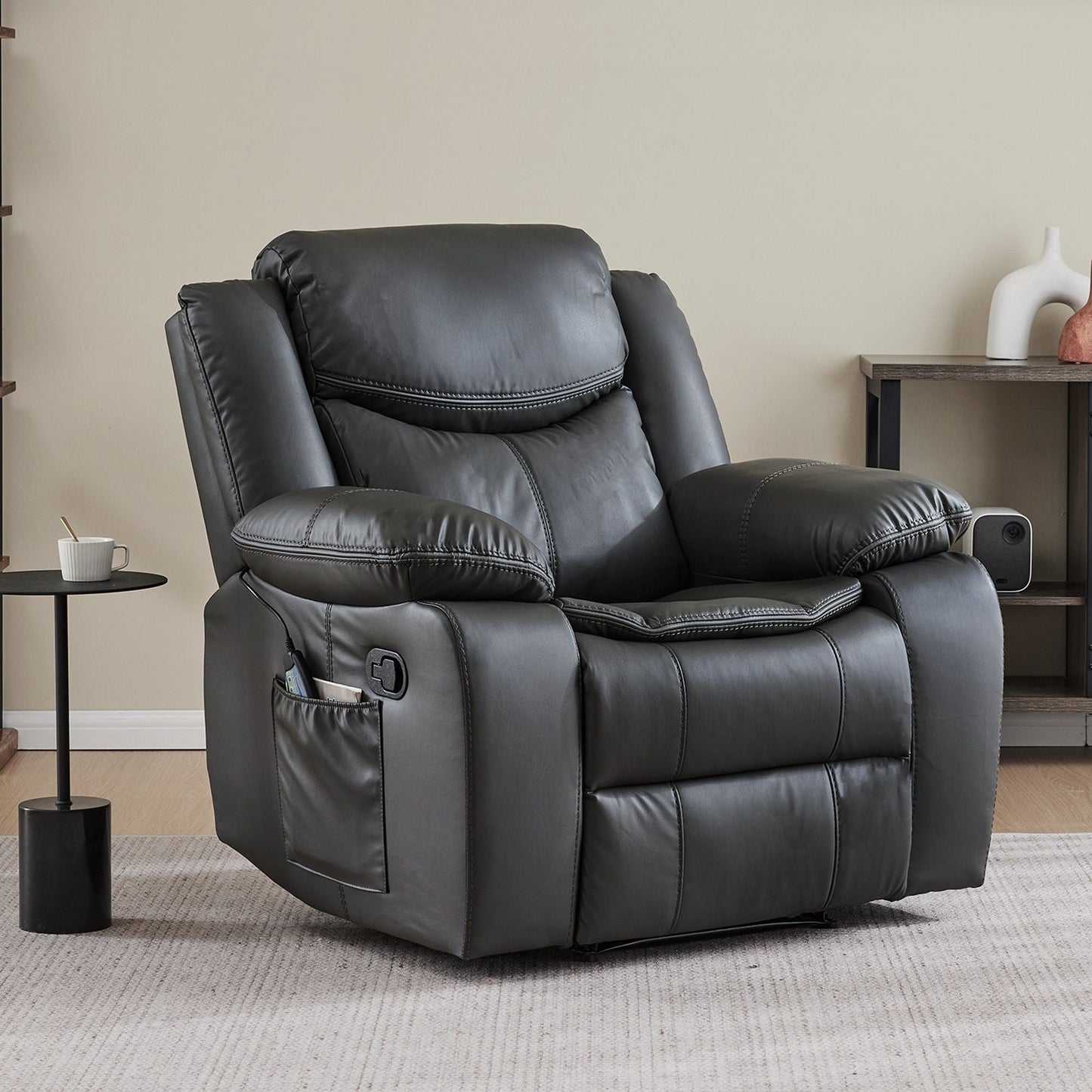 Gray Heating and Vibration Recliner Chair