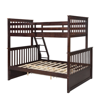 Bunk bed with ladder and safety guard rails in dark wood finish, HouseOfZazla on Tampa Home & Garden Store
