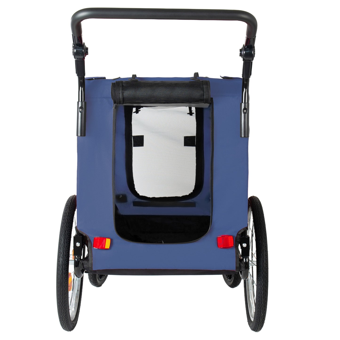 2-in-1 Bike Trailer & Pet Stroller by HouseOfZazla, blue fabric, mesh window, dual wheels on Tampa Home & Garden Store