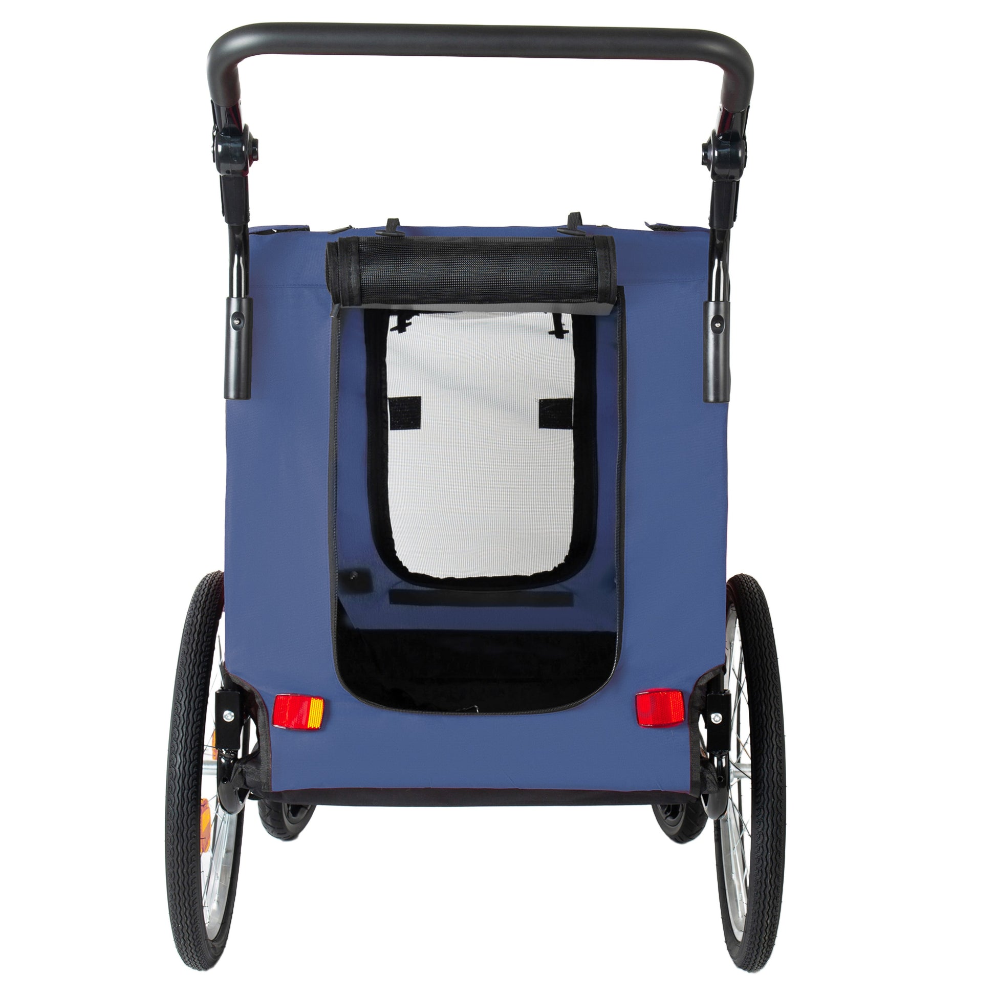 2-in-1 Bike Trailer & Pet Stroller by HouseOfZazla, blue fabric, mesh window, dual wheels on Tampa Home & Garden Store