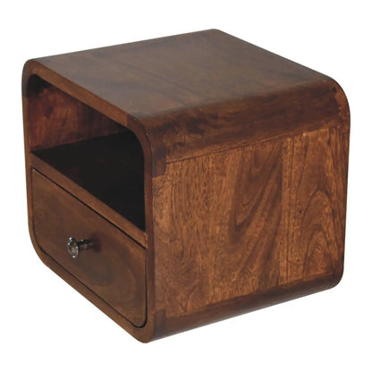 Curved Upper Slot Floating Nightstand with Drawer