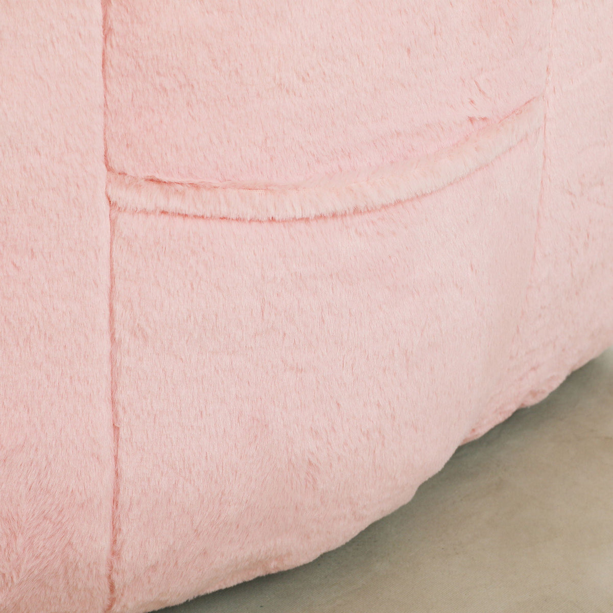 Beanbag chair blush pink faux fur fabric closeup showing soft plush texture HouseOfZazla on Tampa Home & Garden Store