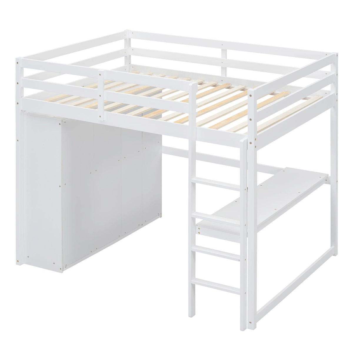 White loft bed with built-in wardrobe, shelves and ladder by HouseOfZazla on Tampa Home & Garden Store