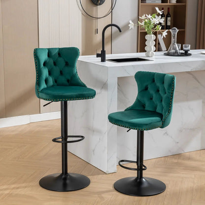 Swivel Bar Stools Adjustable Height Tufted Back