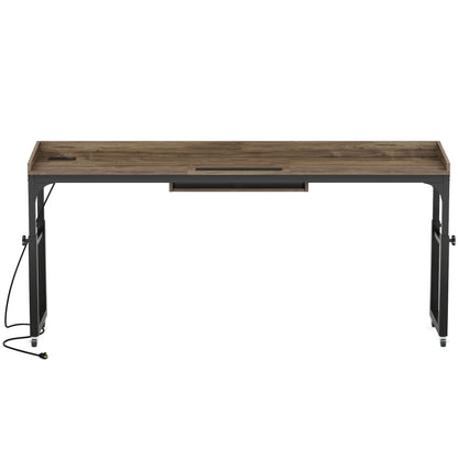 Adjustable overbed desk with wheels, wood top and dark gray frame, HouseOfZazla queen size on Tampa Home & Garden Store