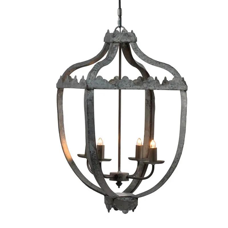 4 Light Metal Chandelier with Adjustable Chain