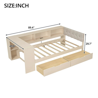 Upholstered Headboard Platform Bed with Storage