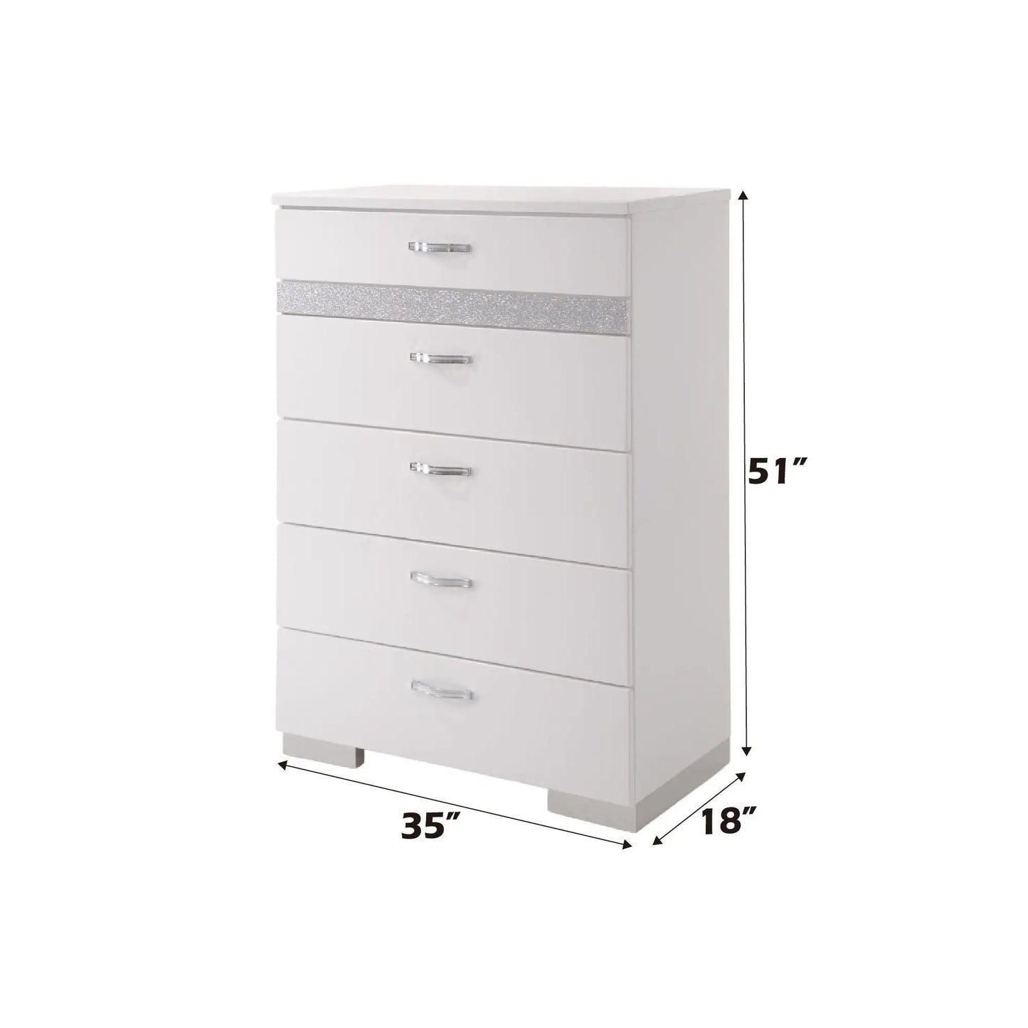 Naima II High Gloss Chest White With Five Drawers