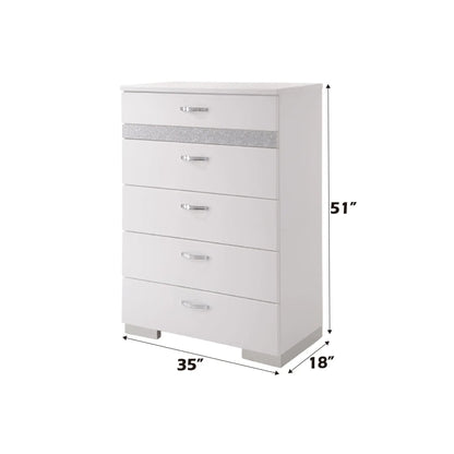 Naima II High Gloss Chest White With Five Drawers