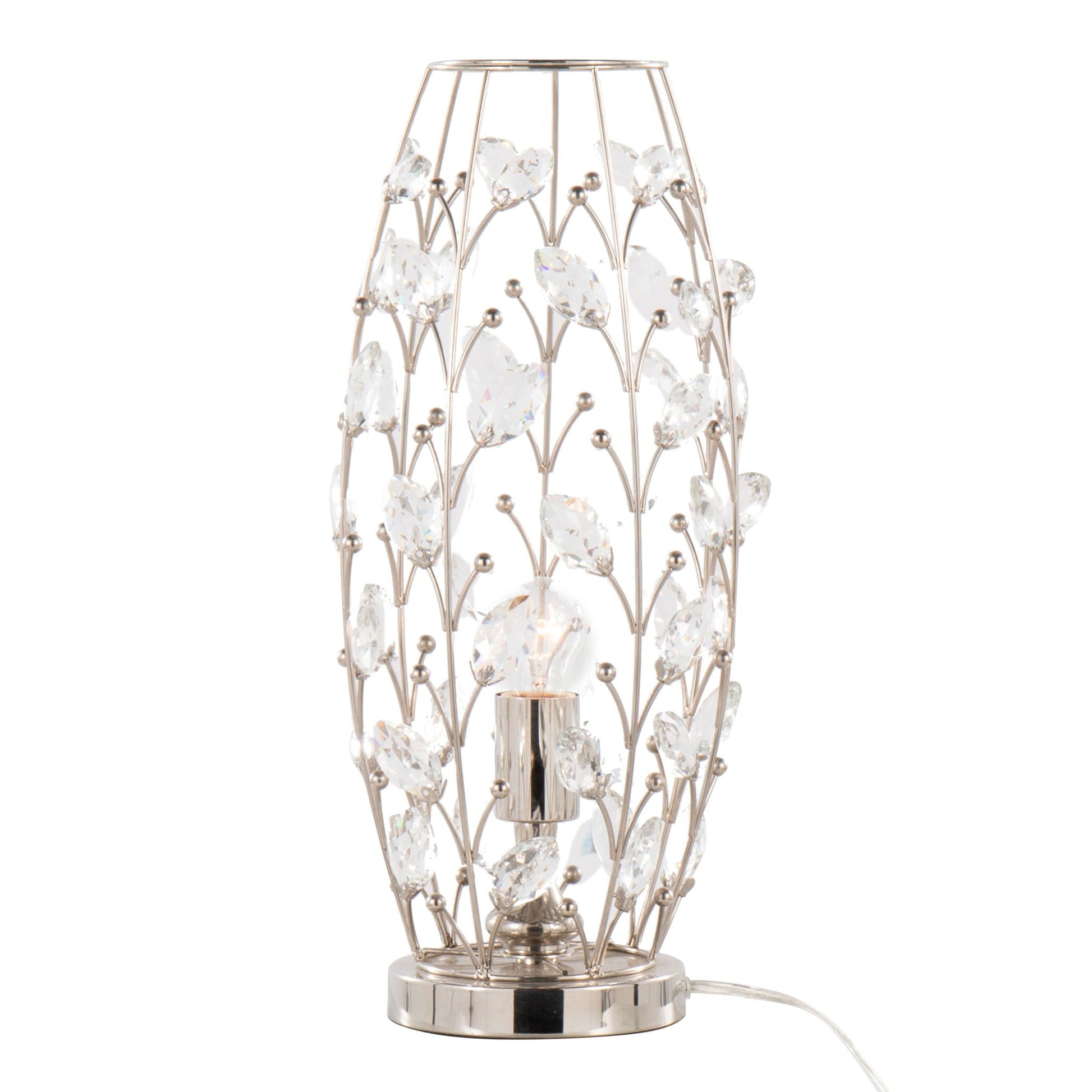 Crystal Buds Uplight Lamp Polished Nickel with Clear Crystal beads HouseOfZazla lamp on Tampa Home & Garden Store