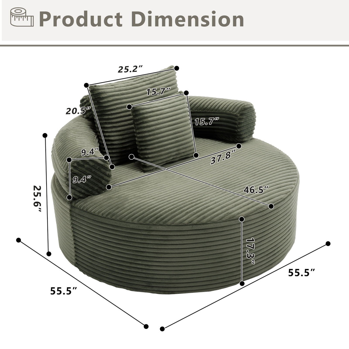 Round Sofa Bed and Pillows for the Living Room