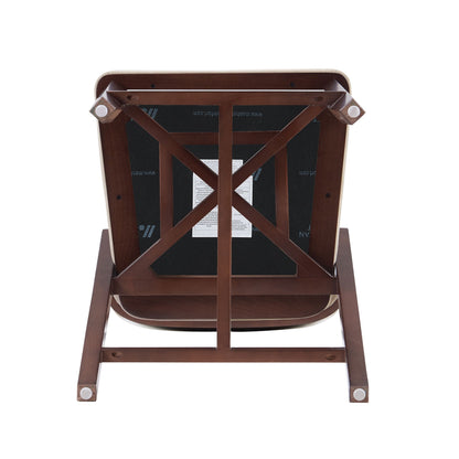 Bar height barstool with backrest in brown wood finish, cross-brace undercarriage on Tampa Home & Garden Store