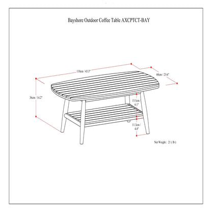 Light Teak and Acacia Outdoor Coffee Table