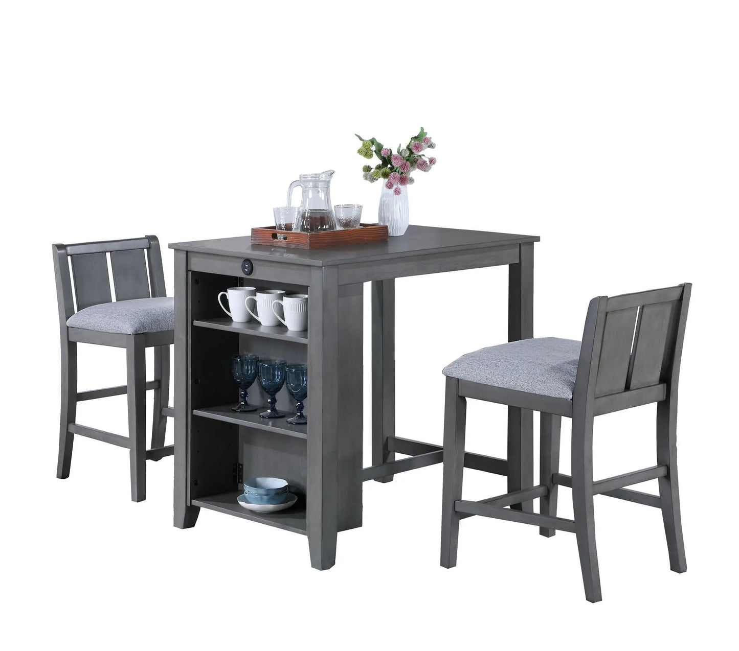 Graham 3 Piece Space Counter Height Table Shelves