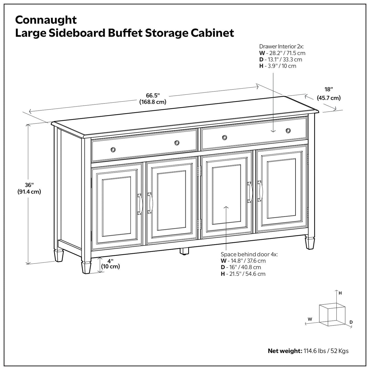 Connaught brown sideboard buffet with 2 top drawers and 4 paneled doors by HouseOfZazla on Tampa Home & Garden Store