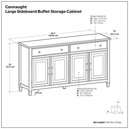 Connaught brown sideboard buffet with 2 top drawers and 4 paneled doors by HouseOfZazla on Tampa Home & Garden Store