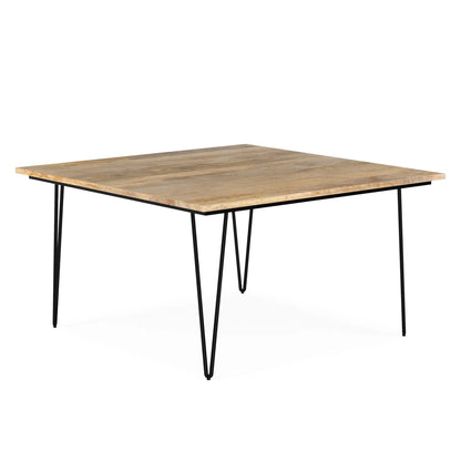 Hunter square tabletop dining table with natural wood top and black metal legs on Tampa Home & Garden Store