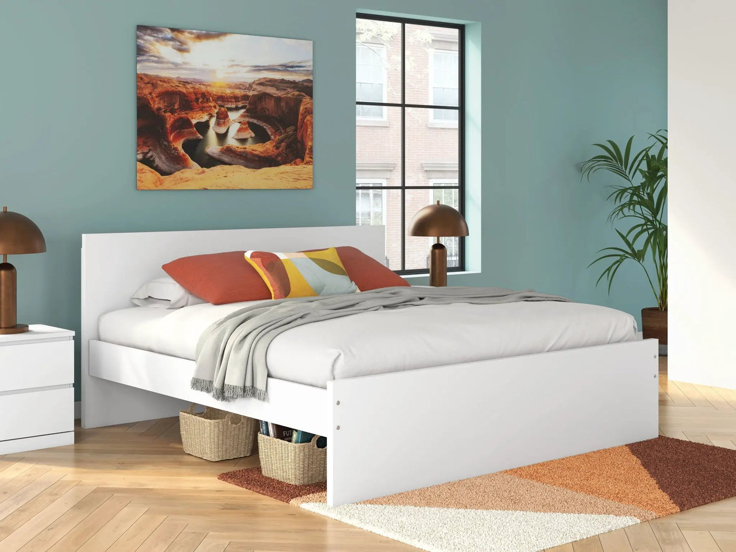 Onita panel platform bed with integrated storage drawers by Unique Piece Furniture; white finish on Tampa Home & Garden Store