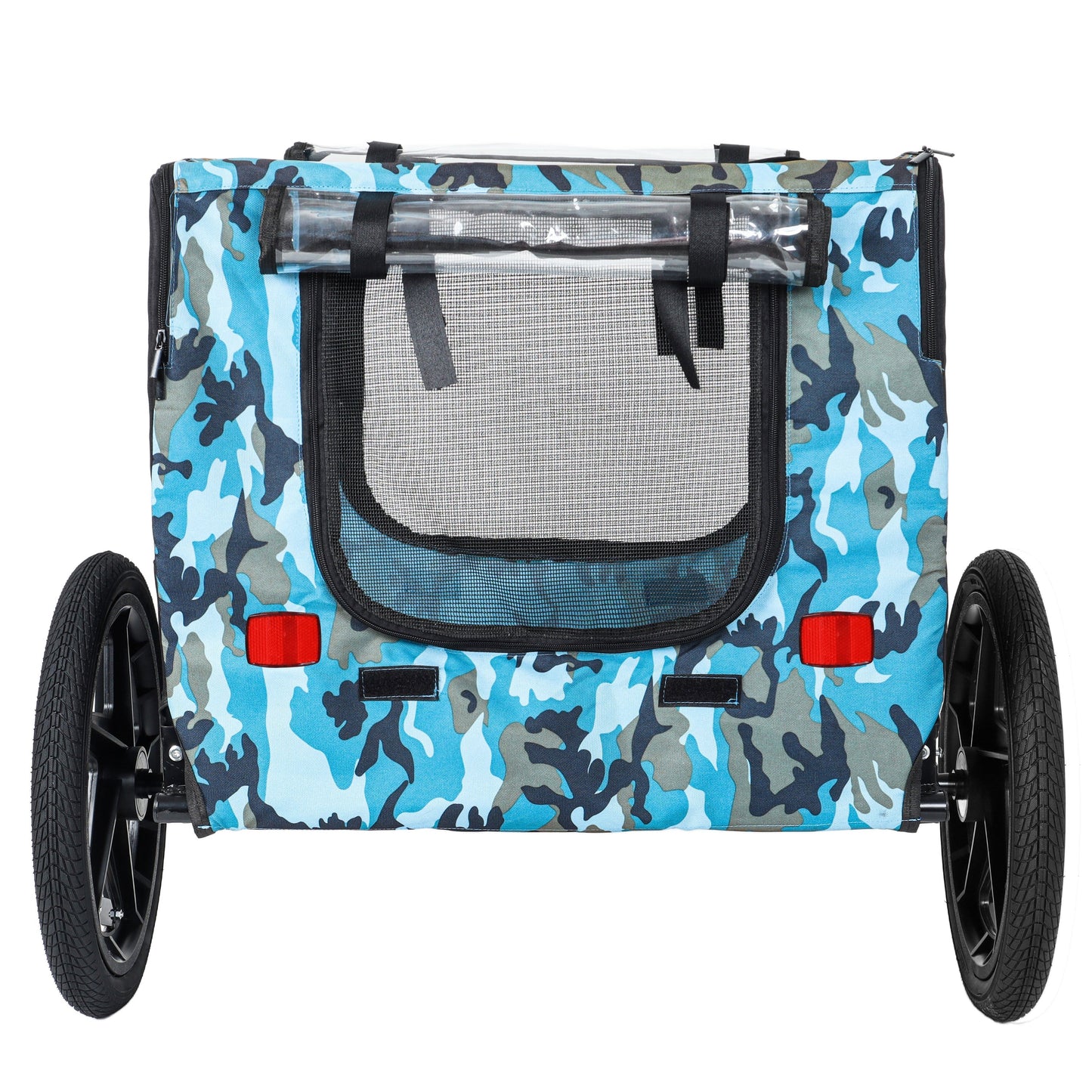 Outdoor Collapsible Pet Bike Trailer blue camouflage fabric, 2x16in wheels, HouseOfZazla on Tampa Home & Garden Store