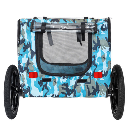 Outdoor Collapsible Pet Bike Trailer blue camouflage fabric, 2x16in wheels, HouseOfZazla on Tampa Home & Garden Store