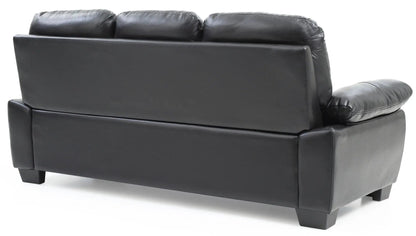 Marta sofa by Unique Piece Furniture, black leather stationary sofa back view with square legs on Tampa Home & Garden Store