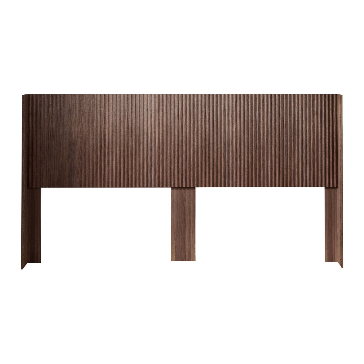 HouseOfZazla Modern Wide Fluted Panel Headboard, dark brown wood, wall-mounted panel base on Tampa Home & Garden Store