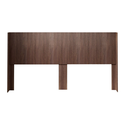 HouseOfZazla Modern Wide Fluted Panel Headboard, dark brown wood, wall-mounted panel base on Tampa Home & Garden Store