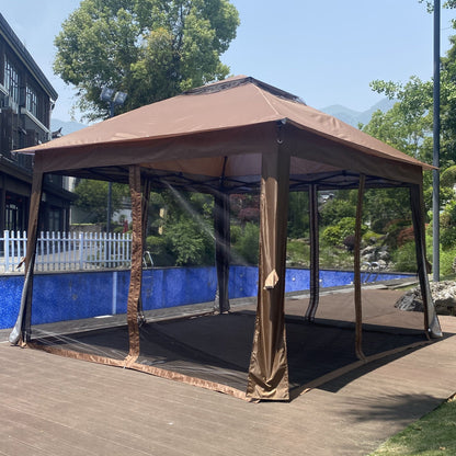Outdoor Steel Gazebo With Mesh Nets and Canopy