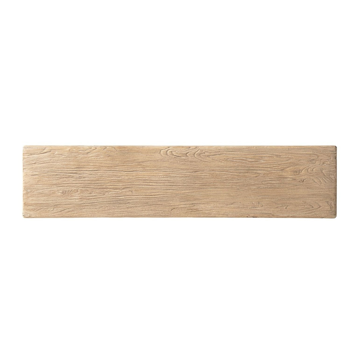 Trestle coffee table top in solid reclaimed elm with light brown finish and visible grain on Tampa Home & Garden Store