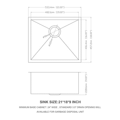 Modern undermount stainless steel kitchen sink by HouseOfZazla, 16 gauge deep single bowl blueprint on Tampa Home & Garden Store