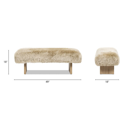 Natural blonde sheepskin fur bench and 1 matching stool with plush upholstery HouseOfZazla on Tampa Home & Garden Store