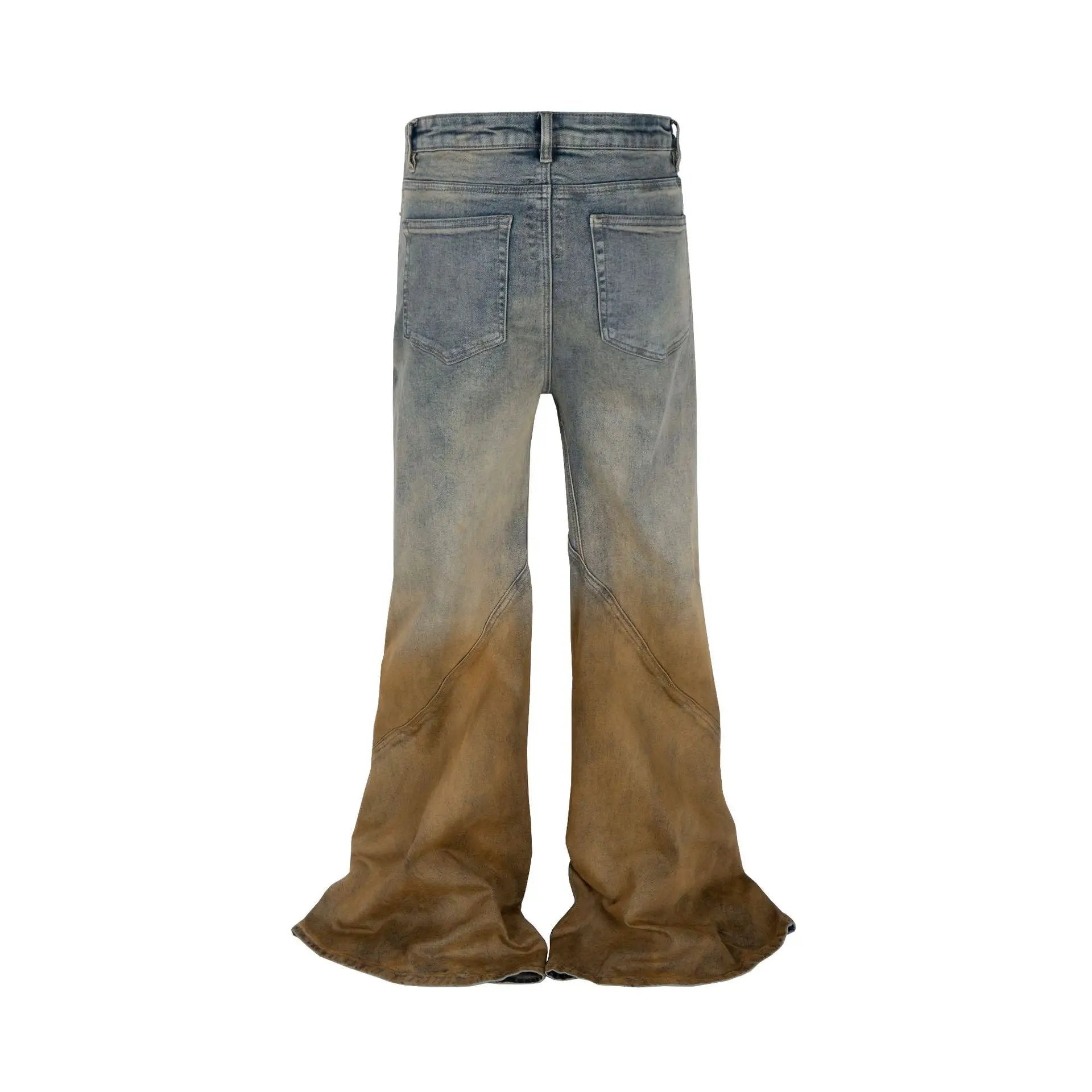 Men's gradient denim jeans, wide-leg distressed blue-tan fade, back pockets FLIPSTYLEZLLC on Tampa Home & Garden Store