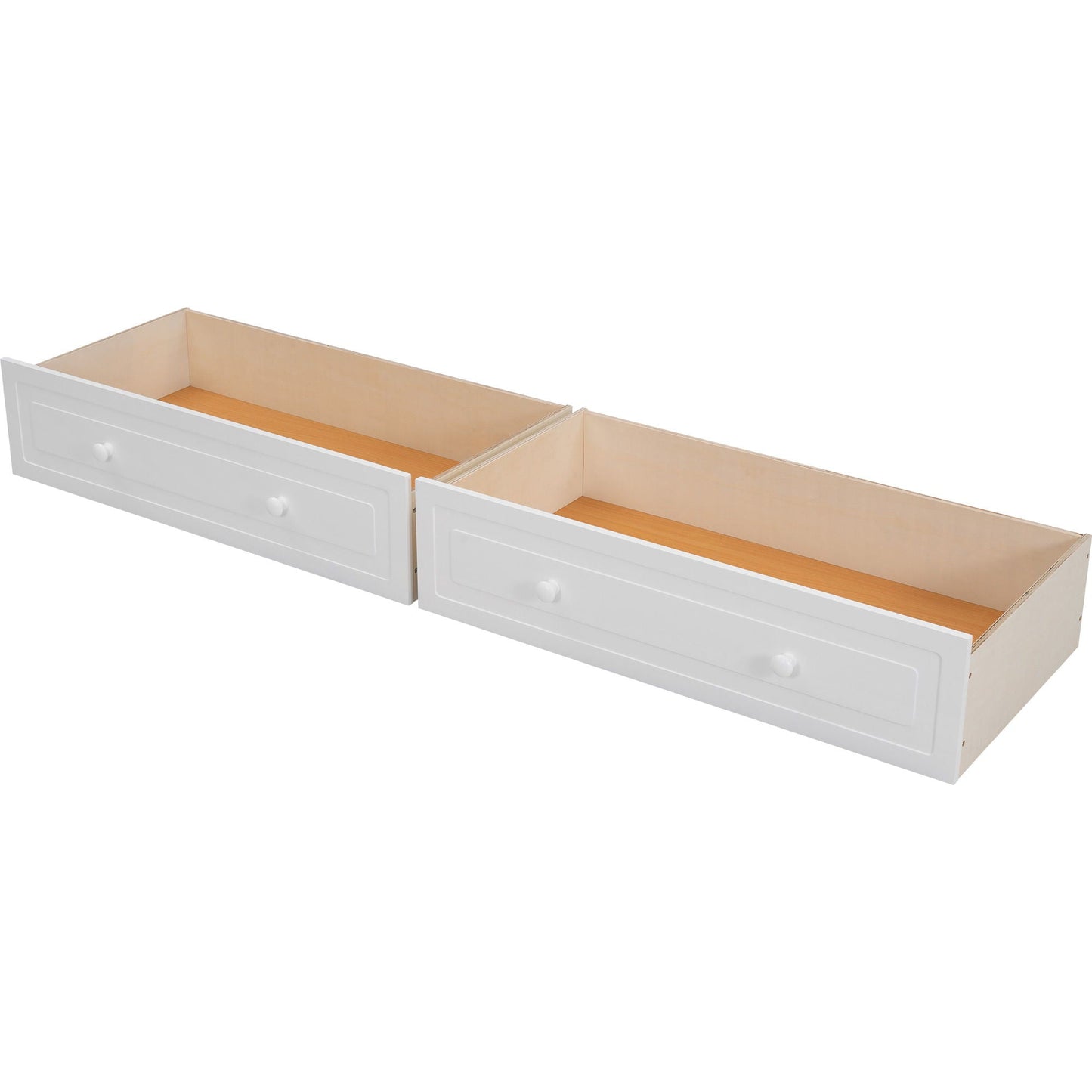 Bunk Bed With Drawers by HouseOfZazla, white finish with two drawers and natural wood interiors on Tampa Home & Garden Store
