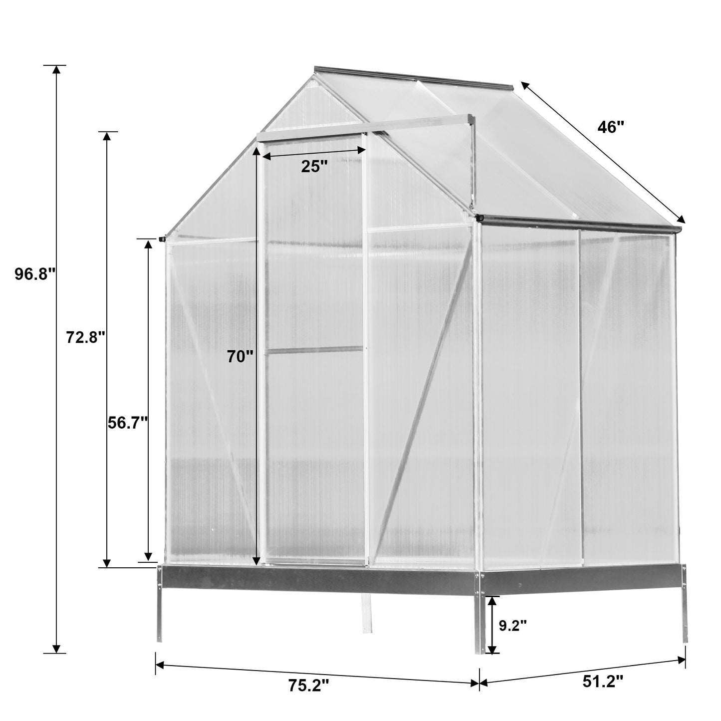Heavy Duty Polycarbonate Greenhouse Kit and Door