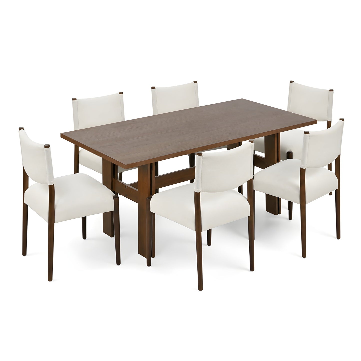 Modern Solid Wood Dining Table with Six Chairs