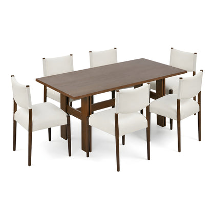 Modern Solid Wood Dining Table with Six Chairs