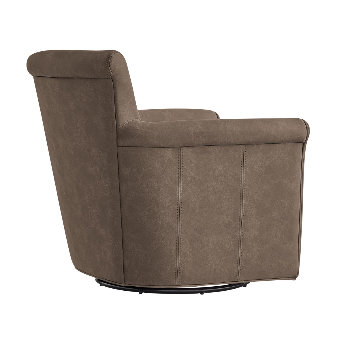 Westly Swivel Accent Chair by HouseOfZazla in brown faux leather with 360-degree base on Tampa Home & Garden Store