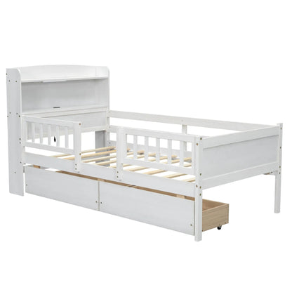 Platform Bed with LED Light and 2 Drawers