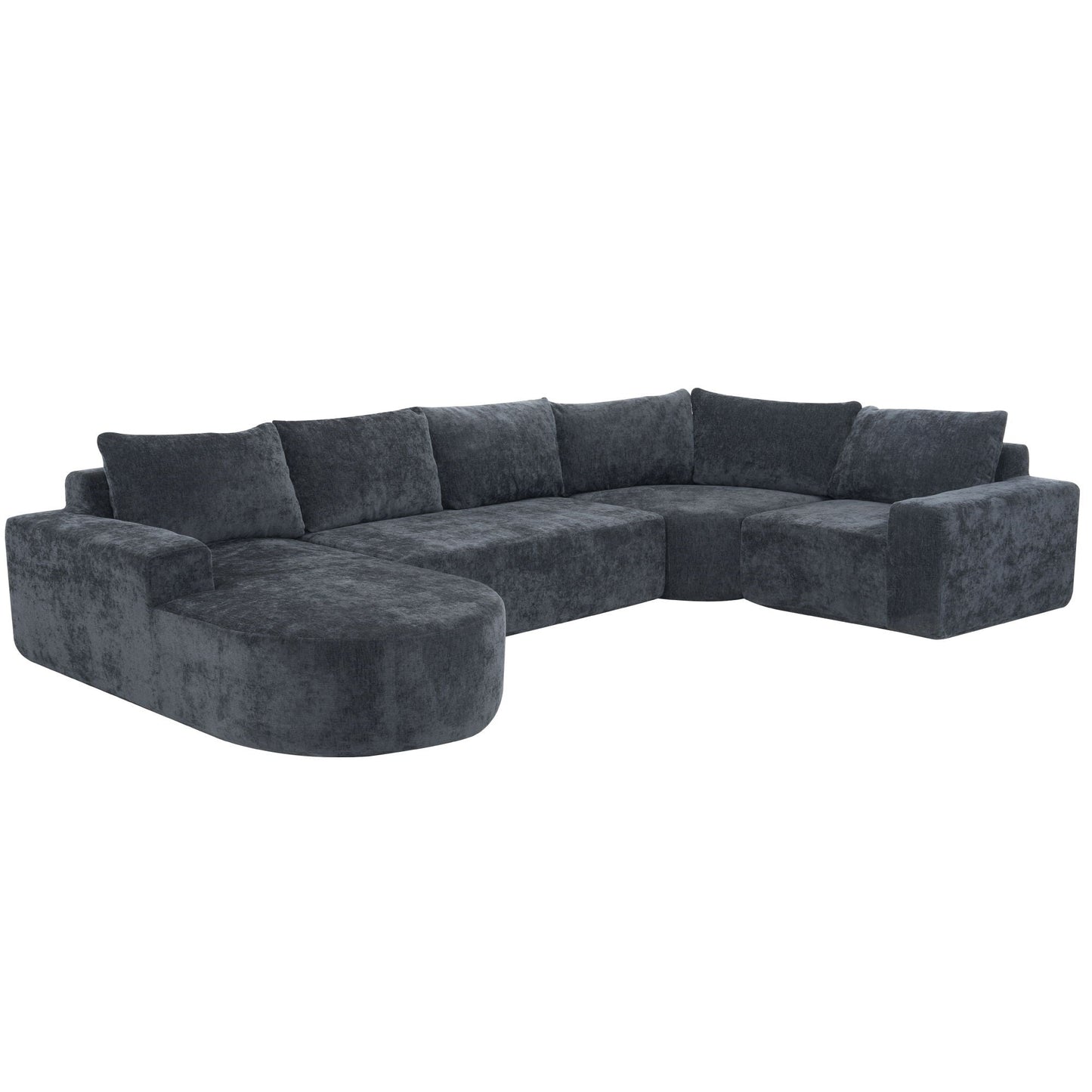 Modular Cloud Sectional Sofa with U-shaped layout and deep-seat charcoal velvet upholstery on Tampa Home & Garden Store