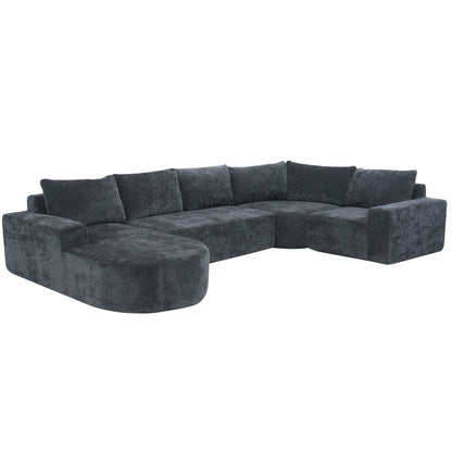 Modular Cloud Sectional Sofa with U-shaped layout and deep-seat charcoal velvet upholstery on Tampa Home & Garden Store