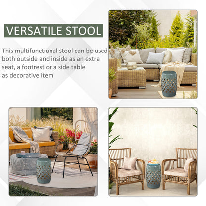 Ceramic garden stool 13' x 18' with woven lattice design and glazed finish outdoor side table on Tampa Home & Garden Store