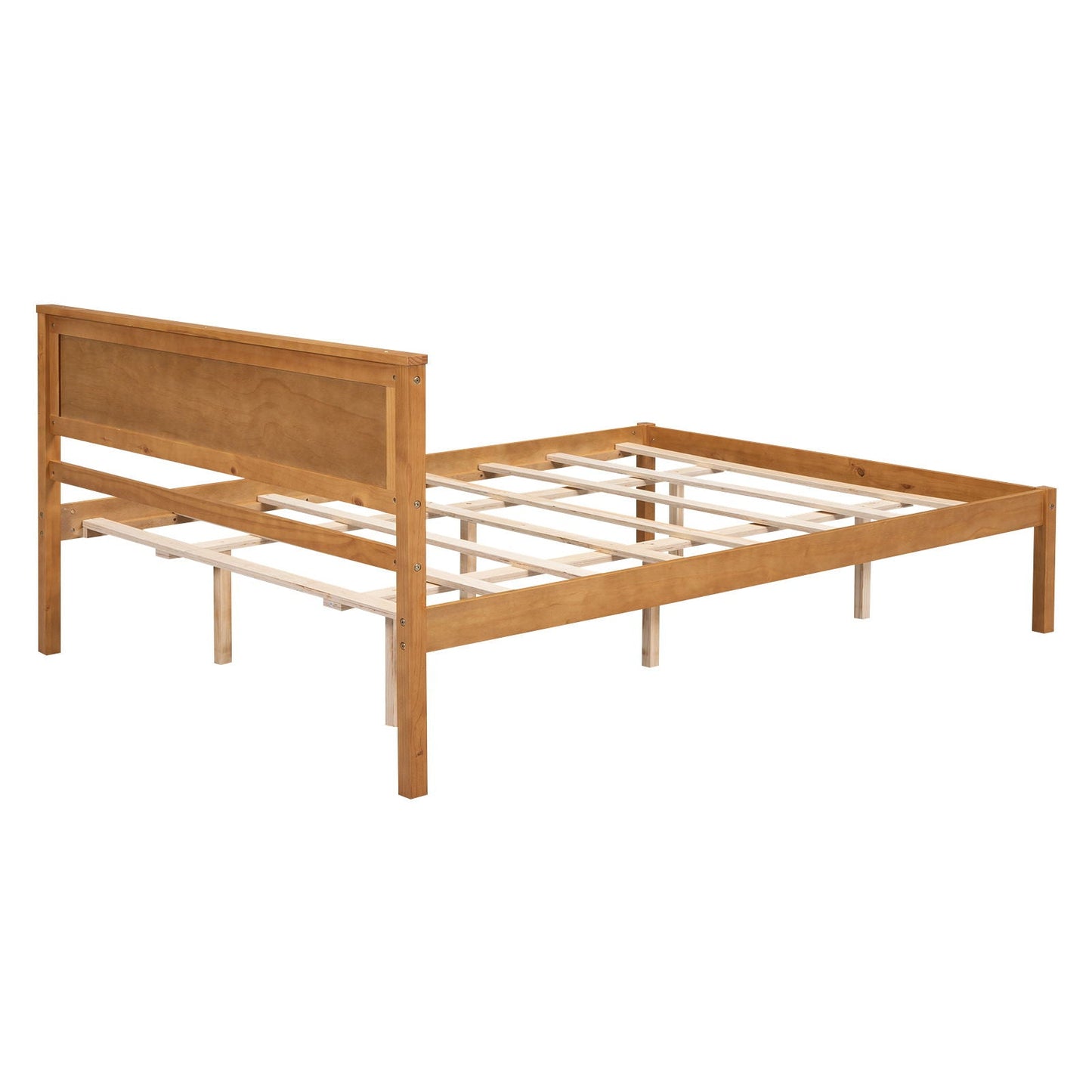 Strong Espresso Wood Platform Bed and Headboard