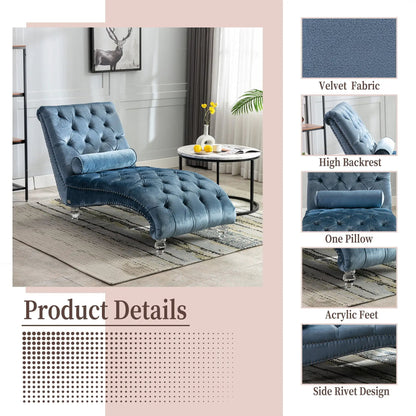 Indoor Chaise Lounge With Button Tufted Pillow