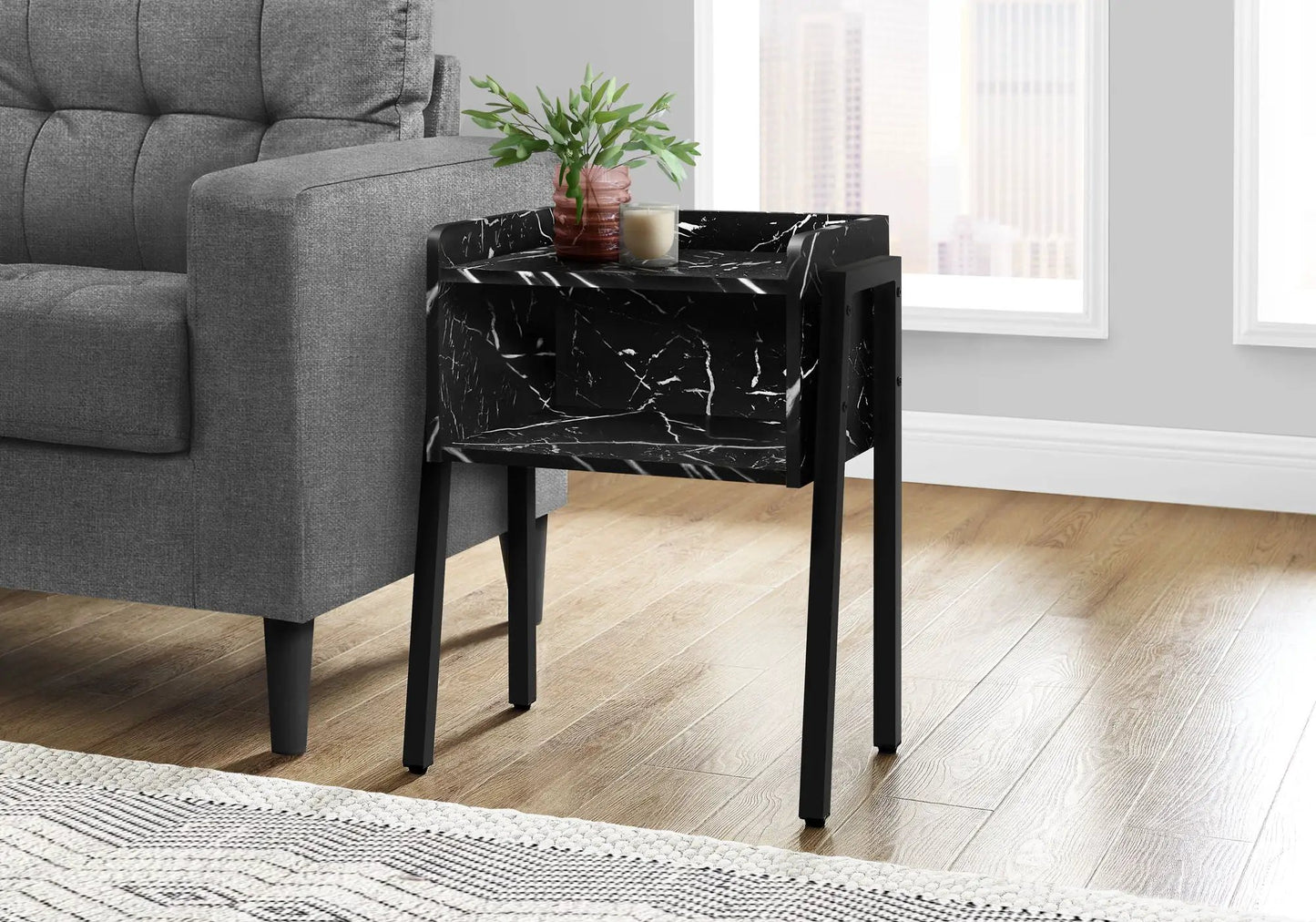 Accent Side Table, Reclaimed Wood Look, 2-Tier