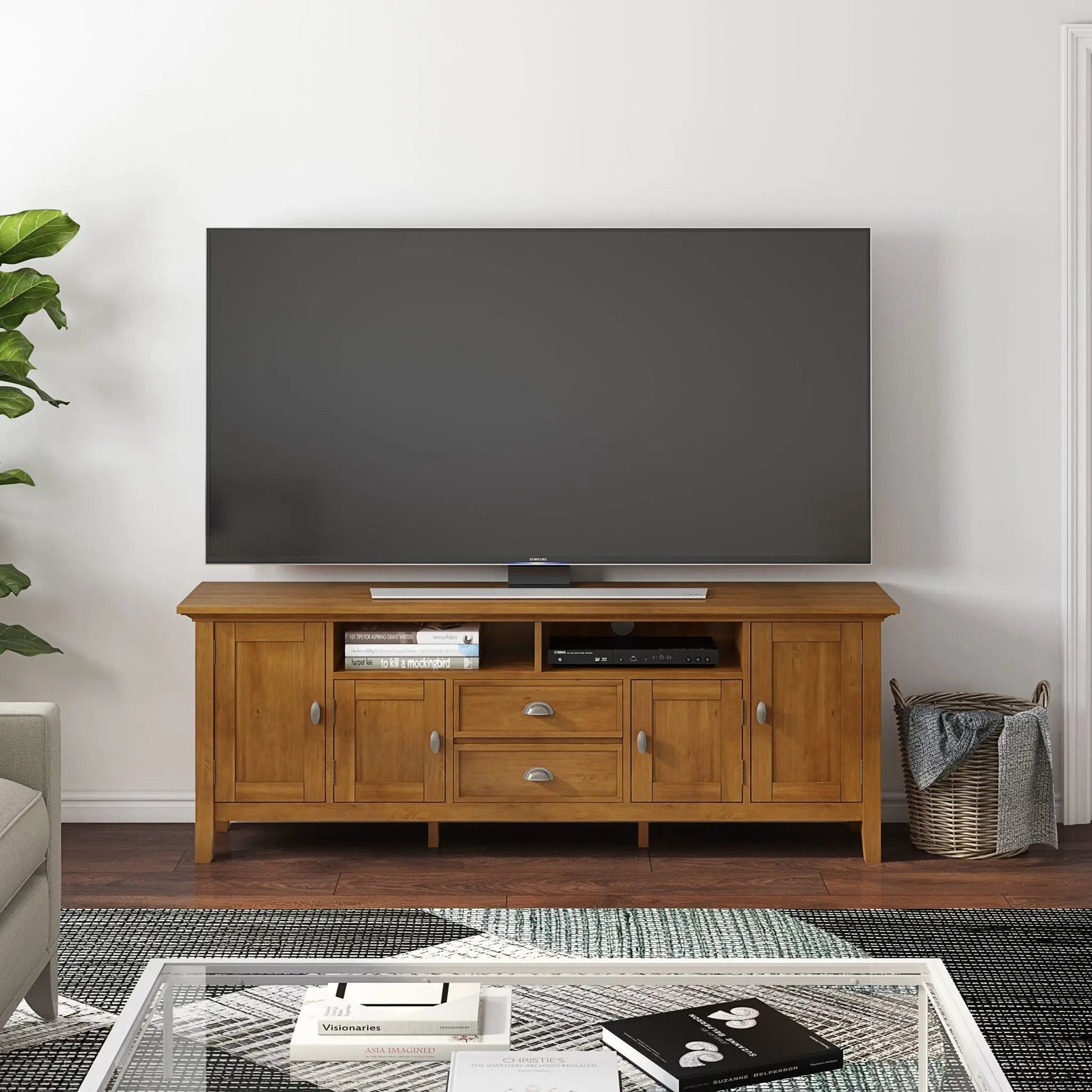 Redmond handcrafted TV media stand in oak by Unique Piece Furniture with drawers on Tampa Home & Garden Store