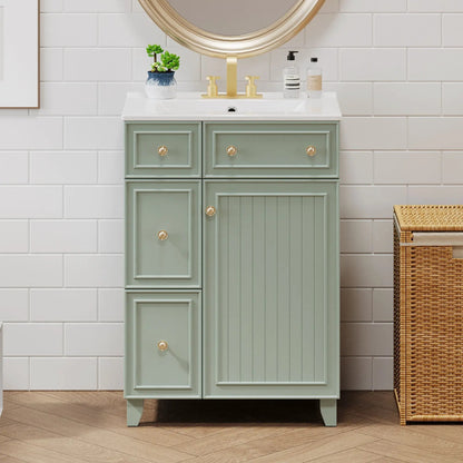 Transitional Bathroom Vanity With Ceramic Sink