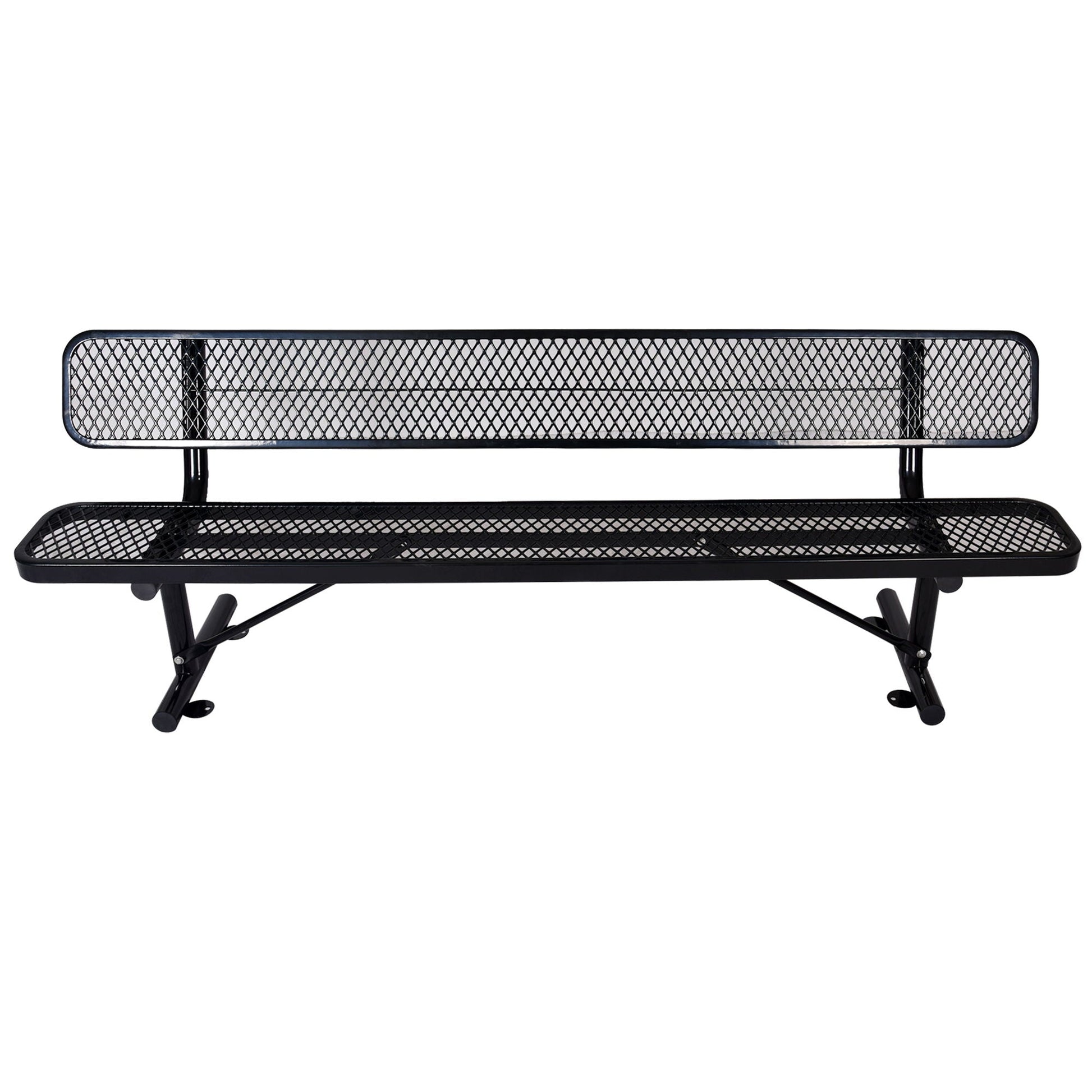 6' Outdoor Steel Bench With Backrest by HouseOfZazla in black mesh on Tampa Home & Garden Store