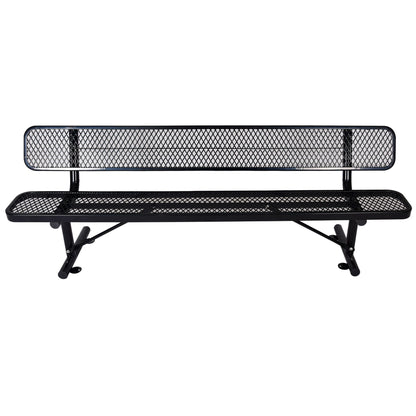 6' Outdoor Steel Bench With Backrest by HouseOfZazla in black mesh on Tampa Home & Garden Store