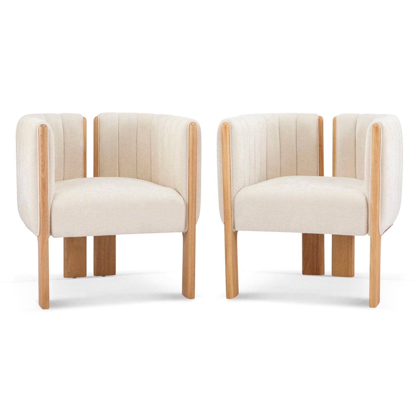 Comfort Stylish Seating Dining Chair Set beige fabric with wood legs HouseOfZazla 4pcs on Tampa Home & Garden Store